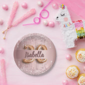 30e verjaardag blush roze glitter naam papieren bordje (Feest)
