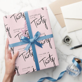 30e verjaardag blush roze script cadeaupapier