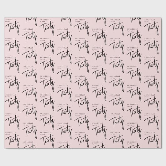 30e verjaardag blush roze script cadeaupapier (Vlak)