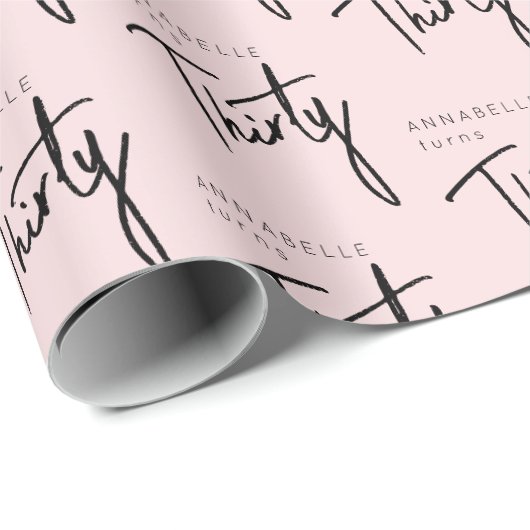 30e verjaardag blush roze script cadeaupapier (Rol Hoek)