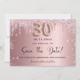 30e verjaardag blush roze zilver save the date