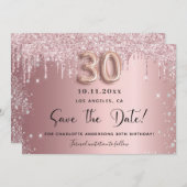 30e verjaardag blush roze zilver save the date (Voorkant / Achterkant)