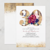 30e verjaardag Bourgogne Rood en Navy Blauw Kaart (Voorkant / Achterkant)