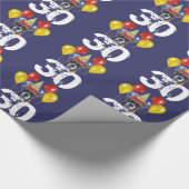 30e verjaardag Boxer dog blue gift inpakpapier (Hoek)
