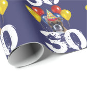 30e verjaardag Boxer dog blue gift inpakpapier (Rol Hoek)
