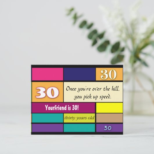 30e verjaardag Briefkaart (Staand voorkant)