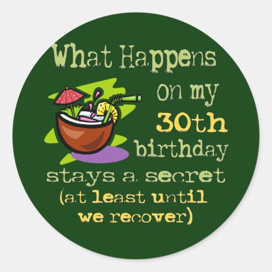 30e verjaardag cadeautjes ronde sticker (Voorkant)