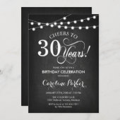 30e verjaardag - Chalkboard Zwart Wit Kaart (Voorkant / Achterkant)