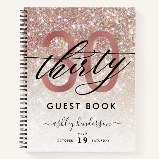 30e verjaardag Champagne Glitter Guest Book Notitieboek (Voorkant)