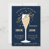 30e verjaardag Champagne toast blauw en beige kleu Kaart (Voorkant)