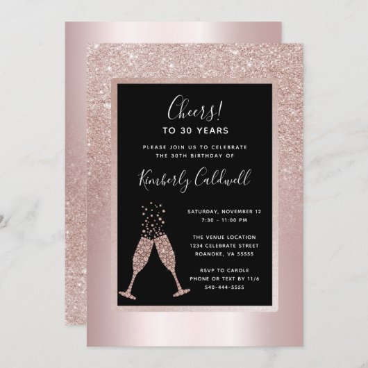 30e verjaardag Champagne Toast Party (Voorkant / Achterkant)