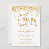 30e verjaardag - Cheers tot 30 jaar Gold White Kaart (Voorkant)