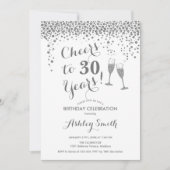 30e verjaardag - Cheers tot 30 jaar zilverwit Kaart (Voorkant)