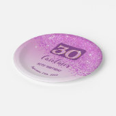 30e verjaardag Chic Falling Pink Glitter Papieren Bordje (Gekanteld)