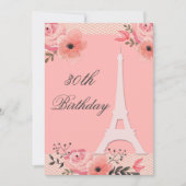 30e verjaardag Chic Floral Paris Eiffel Tower Kaart (Voorkant)