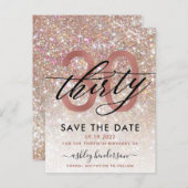 30e verjaardag Chic Glitter Ombre sparen de datum Aankondigingskaart (Voorkant / Achterkant)