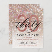 30e verjaardag Chic Glitter Ombre sparen de datum Save The Date (Voorkant / Achterkant)