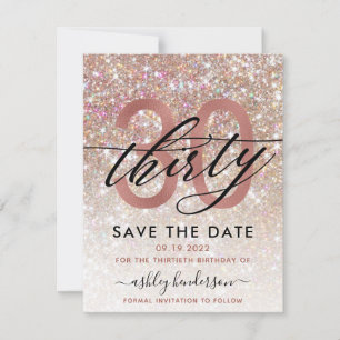30e verjaardag Chic Glitter Ombre sparen de datum Save The Date