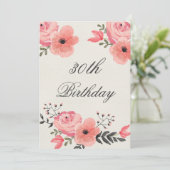 30e verjaardag Chic Waterverf Flowers Kaart (Staand voorkant)