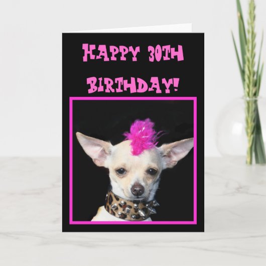30e verjaardag Chihuahua Punk wenskaart Kaart (Voorkant)