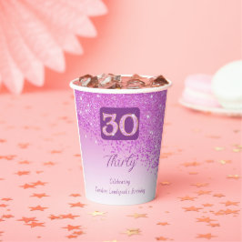 30e verjaardag Classy Falling Pink Glitter Papieren Bekers