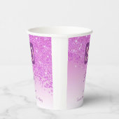30e verjaardag Classy Falling Pink Glitter Papieren Bekers (Rechts)