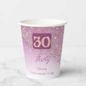 30e verjaardag Classy Falling Roos Gold Glitter Papieren Bekers (Voorkant)