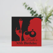 30e verjaardag Cocktail Party rood Kaart (Staand voorkant)