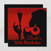 30e verjaardag Cocktail Party rood Kaart (Voorkant / Achterkant)