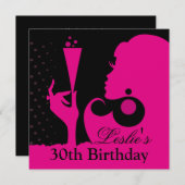 30e verjaardag Cocktail Party roze Kaart (Voorkant / Achterkant)