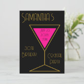 30e verjaardag Cocktail Party Zwart Goud Verjaarda Kaart (Staand voorkant)
