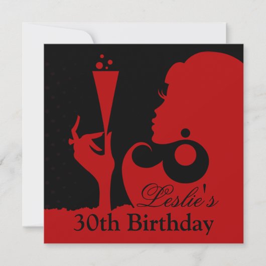 30e verjaardag Cocktailparty rood Kaart (Voorkant)