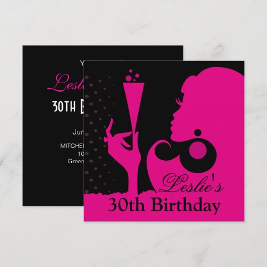 30e verjaardag Cocktailparty roze Kaart (Voorkant / Achterkant)