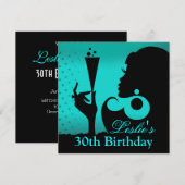 30e Verjaardag Cocktailparty turkoois Kaart (Voorkant / Achterkant)