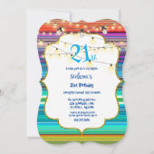 30e verjaardag Colorful Stripes & Lights Invi Kaart (Voorkant)