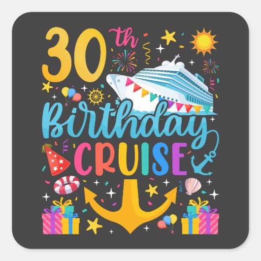30e verjaardag Cruise B-Day Party Vierkante Sticker (Voorkant)