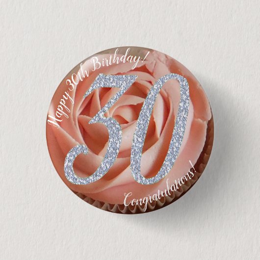 30e verjaardag Cupcake 3 cm rondetoeslag Ronde Button 3,2 Cm (Voorkant)