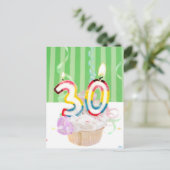 30e verjaardag cupcake met kaarsen briefkaart (Staand voorkant)