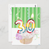 30e verjaardag cupcake met kaarsen briefkaart (Voorkant / Achterkant)