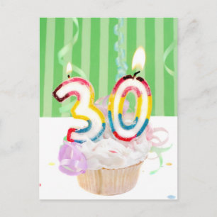 30e verjaardag cupcake met kaarsen briefkaart