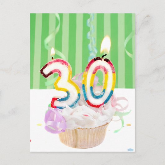 30e verjaardag cupcake met kaarsen briefkaart (Voorkant)
