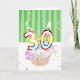 30e verjaardag cupcake met kaarsen kaart