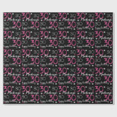 30e verjaardag Custom Pink Black Wrapping Paper Cadeaupapier (Vlak)