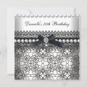 30e verjaardag Damask Black White Pearl Kaart (Voorkant)