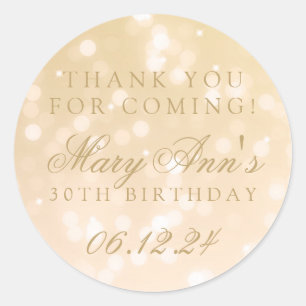 30e verjaardag dank u gouden Bokeh Sparkle Lights Ronde Sticker