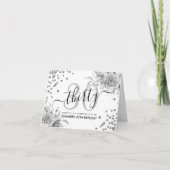 30e verjaardag dank u zilveren bloemige glitter bedankkaart (Voorkant)