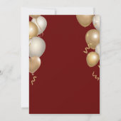 30e verjaardag Dark Red en Gold Balloons Confetti Kaart (Achterkant)