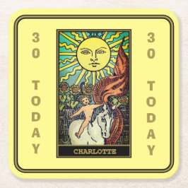 30e verjaardag | De Sun Tarot Kaart naam geel Kartonnen Onderzetters