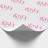 30e verjaardag Dertig Dertigledige roze tekst Cadeaupapier (Hoek)
