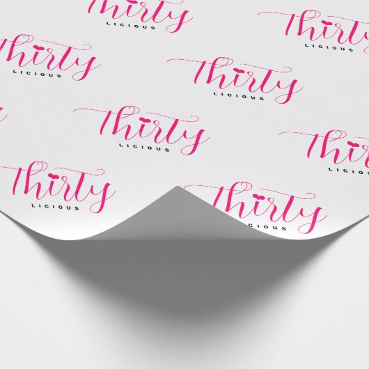 30e verjaardag Dertig Dertigledige roze tekst Cadeaupapier (Hoek)